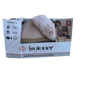 Isotoner Women's Hoodback Memory Foam Slippers XL 9.5-10 Evening Sand Pink New